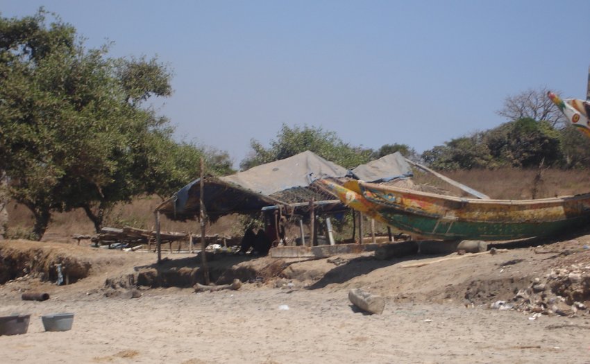 Boat building yard on beach at Ghana Town
