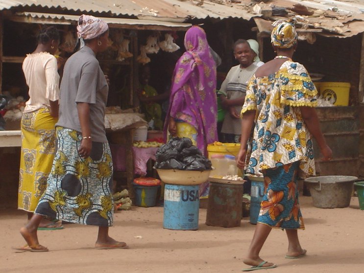 Market in Brufut Town on the Atlantic coast of The Gambia in West Africa