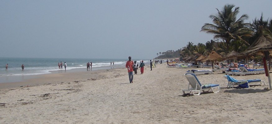 Beach at Fajara on the Atlantic coast of The Gambia in West Africa