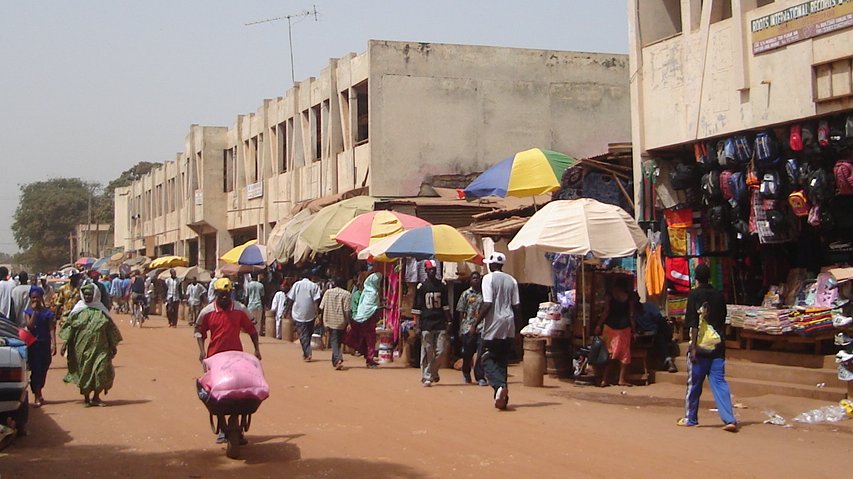 Main Street ( Sayer Jobe Avenue ) in Serrekunda in The Gambia in West Africa