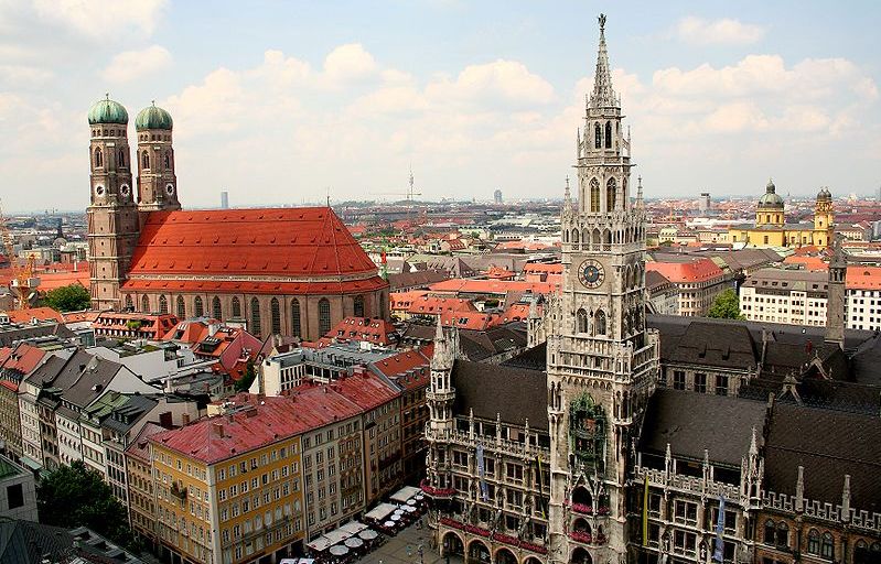 Freuenkirche and Rathaus in Munich in Bavaria in Germany