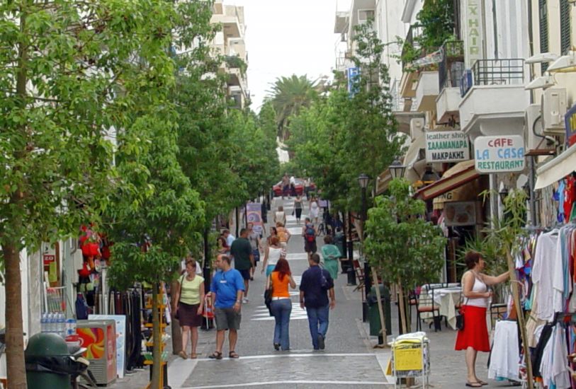 Street in Agios Nikolaos on the Greek Island of Crete