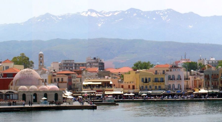 Waterfront at Chania Town on Greek Island of Crete