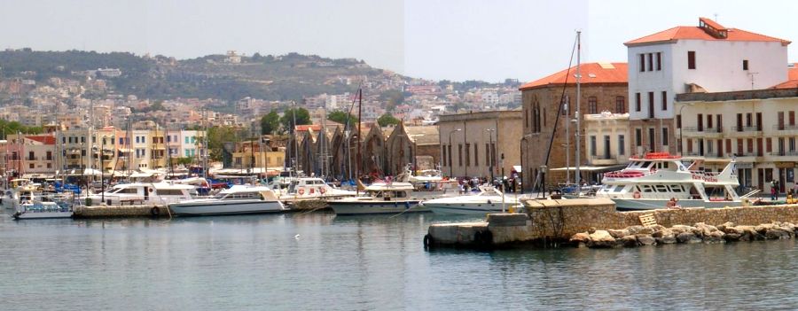 Old Harbour at Chania Town on Greek Island of Crete