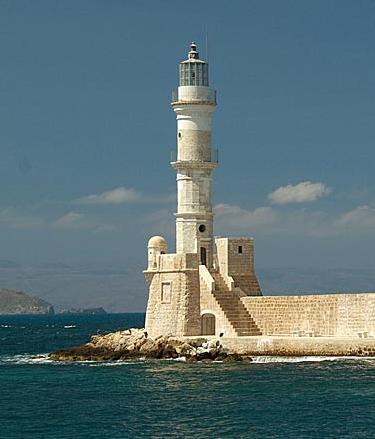Lighthouse at Chania Town on Greek Island of Crete