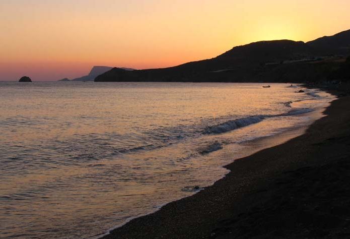 Sunset at Dytiko Beach on the Greek Island of Crete