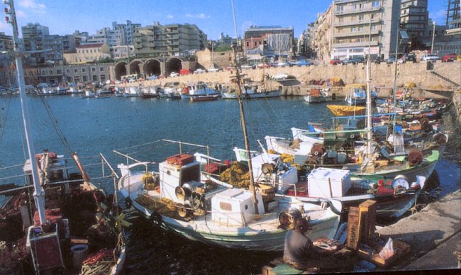 Harbour at Iraklio on Greek Island of Crete