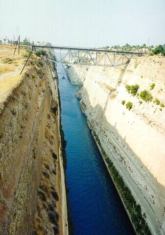 Corinth Canal between Peloponnese and mainland Greece