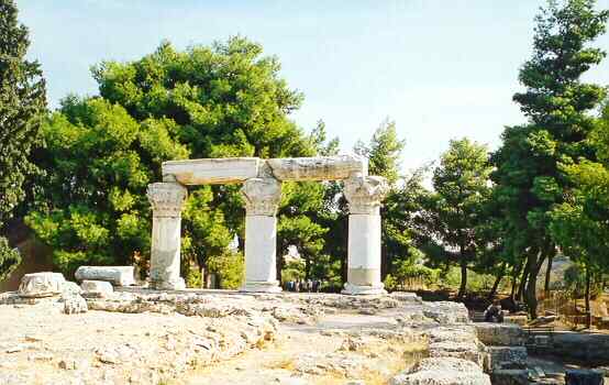 Temple of Octavia at Ancient Corinth in the Peloponnese of Greece