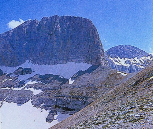 NE Face of Stephanie Peak ( Throne of Zeus ) on Mt. Olympus - "Home of the Gods" - highest mountain in Greece