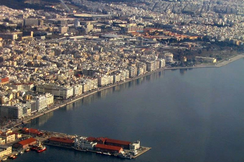 Aerial view of the waterfront at Thessaloniki in NE Greece