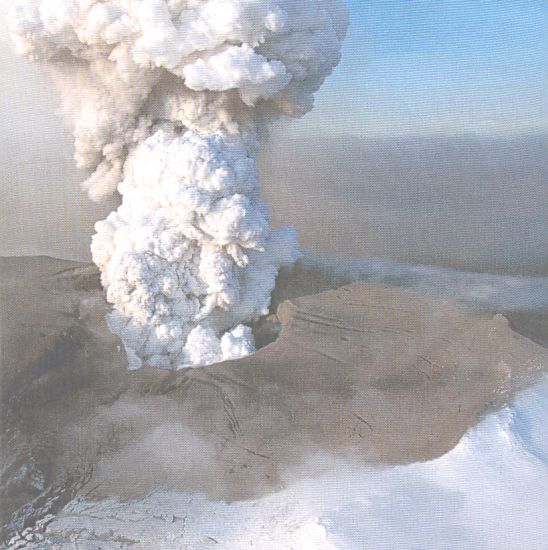 Eyjafjallajokull volcano erupting in Iceland