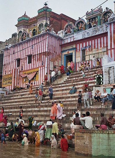 Ghats on Ganges / Ganga River in Varanasi in India