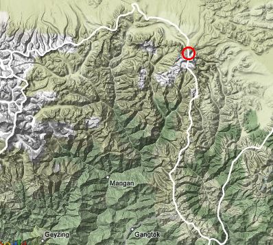 Location Map of Pauhunri in Sikkim in NE India