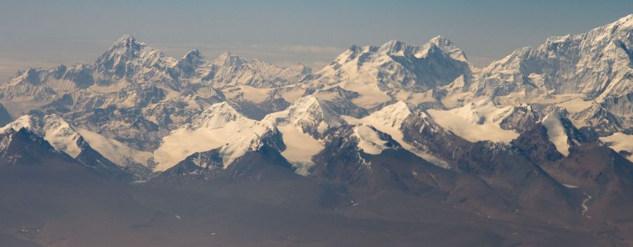 Aerial view of Siniolchu, Kabru and Kangchenjunga