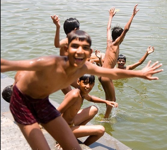 Children Bathing in India