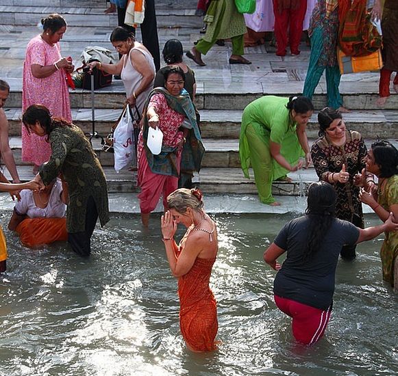 People Bathing in India