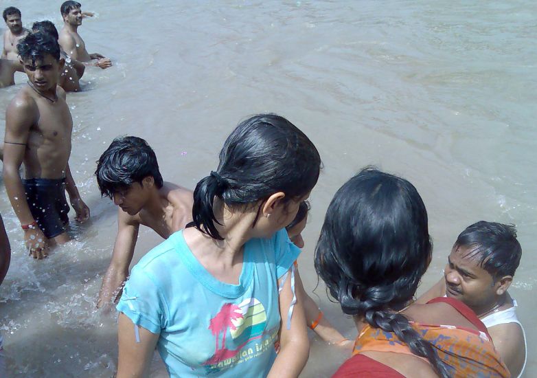 People Bathing in India