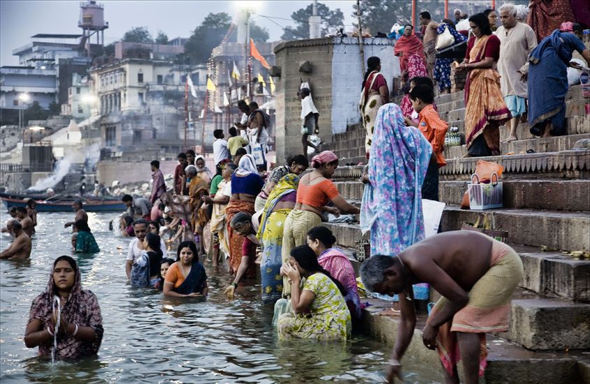 Bathing in the Ganga ( Ganges ) River in India