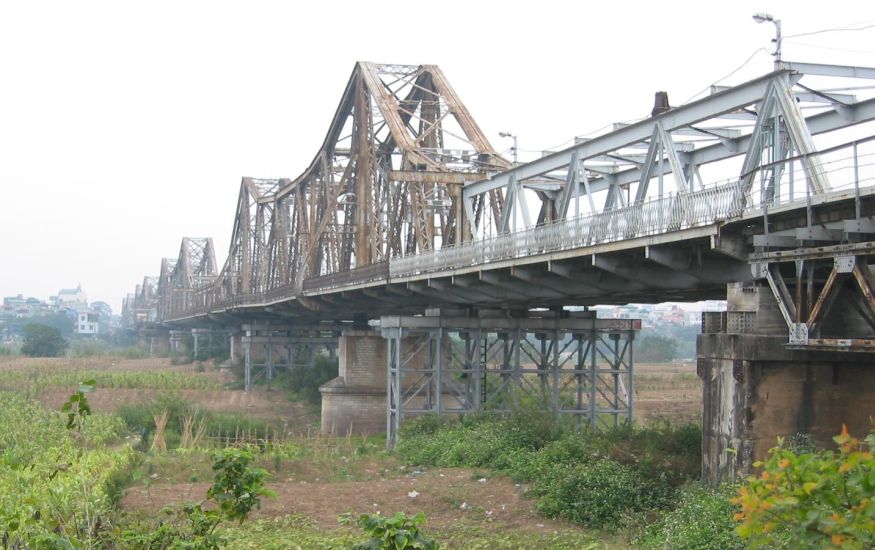 Long Bien Bridge over the Red River at Hanoi