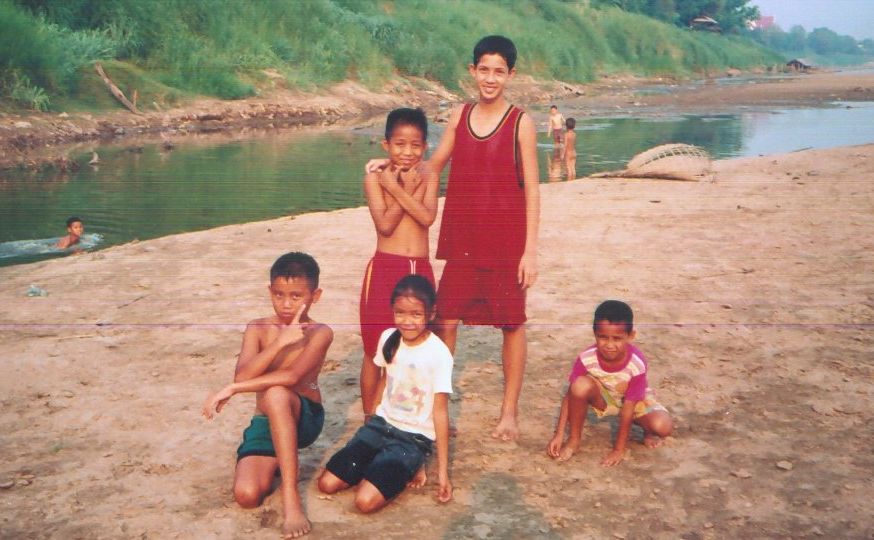Lao Youngsters at the Mekong River near Vientiane