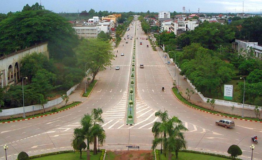 View from the Cotopaxai ( Patuxay ) Monument in Vientiane