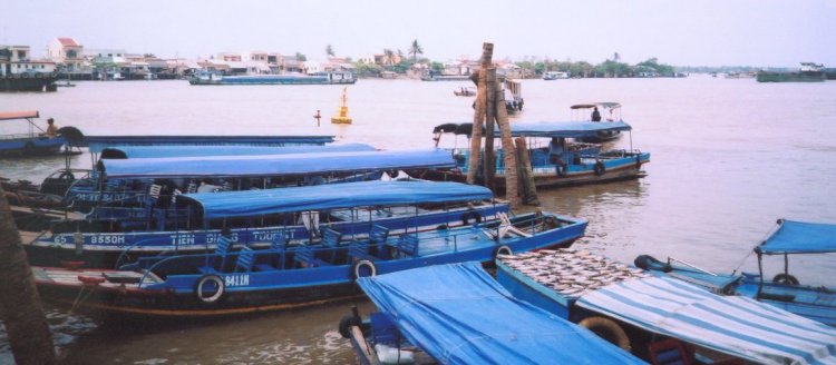 Boats at Mytho on the Mekong Delta