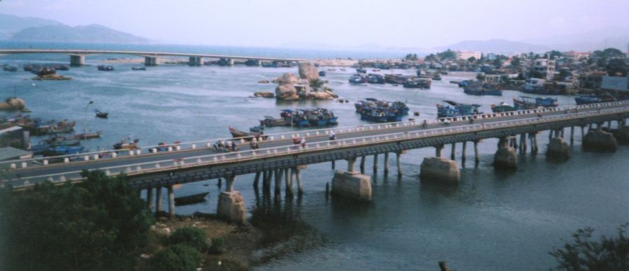 Xom Bong Bridge over the Cai River in Nha Trang on the East Coast of Vietnam