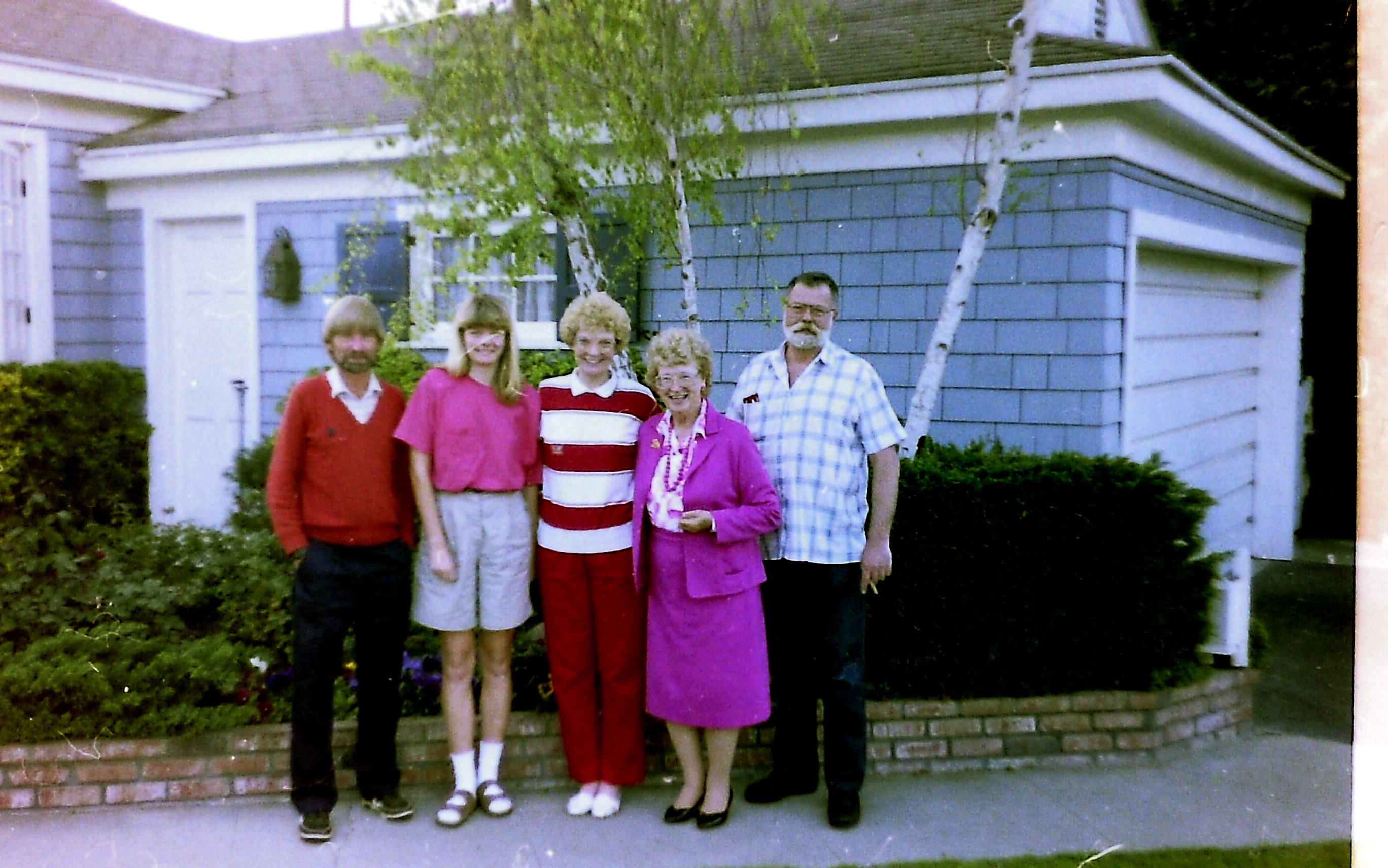 Richard Blake, Peggy Ingram, Sheila (ne McKenzie) Blake, Tracy Blake, Charles Alan Ingram, Lakewood, California, April 1992