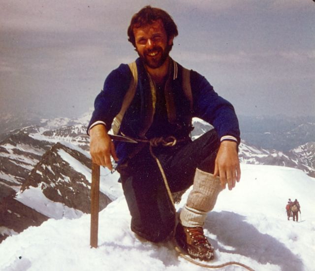 On summit of Balmhorn in the Bernese Oberlands of Switzerland