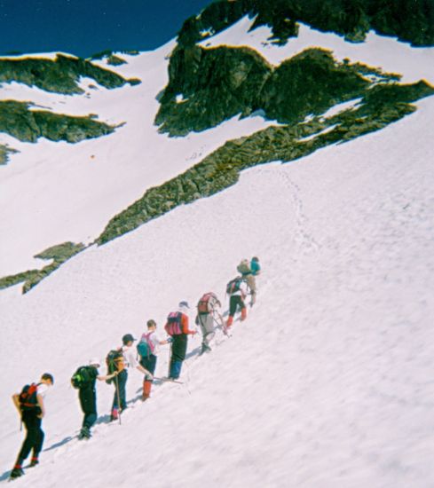 24th Glasgow ( Bearsden ) Scout Group on ascent of the Hockenhorn in the Bernese Oberlands Region of the Swiss Alps