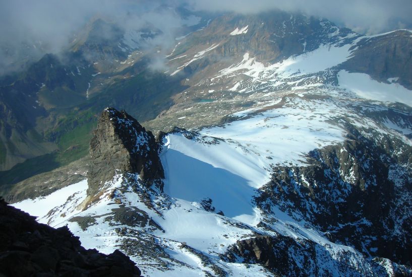 View of West Ridge ascent route from the Hockenhorn in the Bernese Oberlands Region of the Swiss Alps