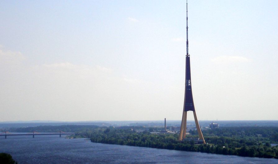 Daugava River and the Riga TV and Radio Tower from the Academy of Science Building