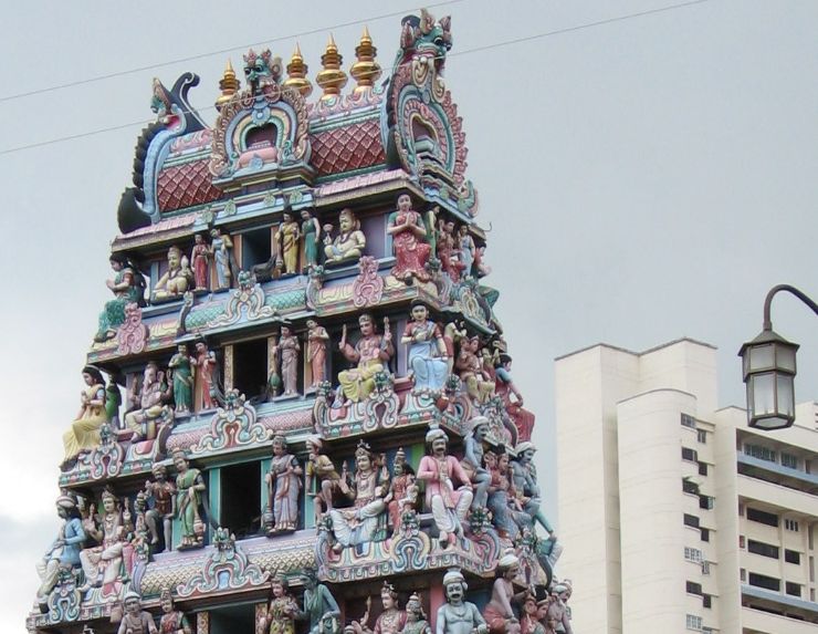 Religious Icons on Sri Mariamman Hindu Temple in Singapore
