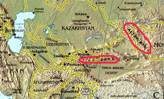 Location Map of the Altai Mountains