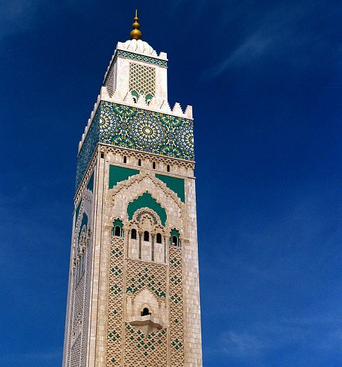 Minaret of King Hassan II Mosque in Casablanca