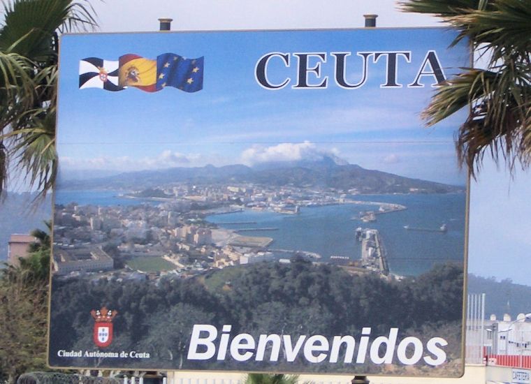 Sign in Ceuta on the north coast of Morocco
