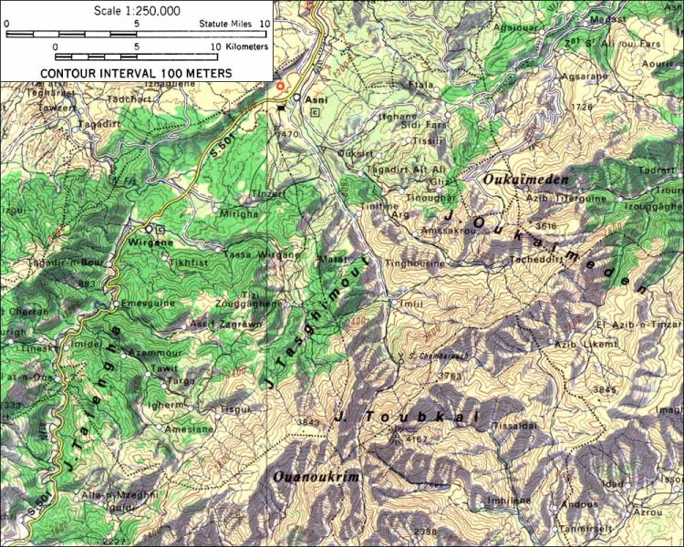 Map of Oukaimeden and Toubkal in the High Atlas