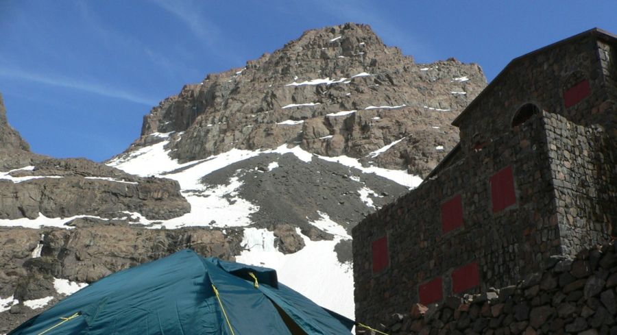 Start of Normal Ascent Route ( South Cirque / Cwym ) from hut on Djebel Toubkal in the High Atlas