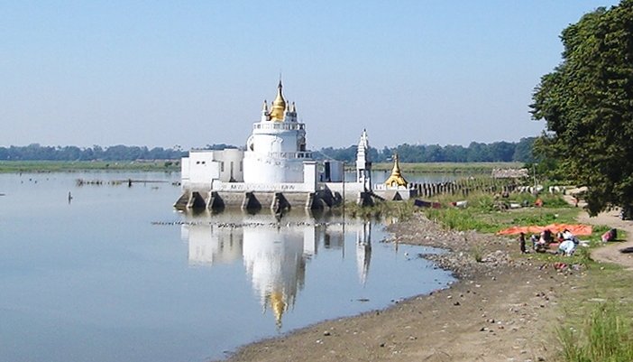 Lakeside Temple at ancient city of Amarapura near Mandalay in northern Myanmar / Burma