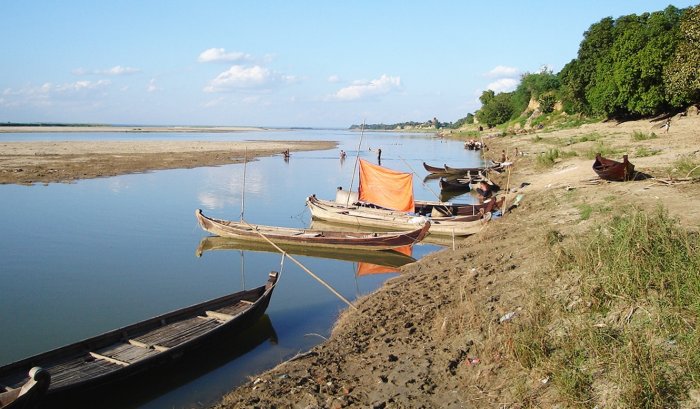 Irrawaddy River at Bagan in central Myanmar / Burma