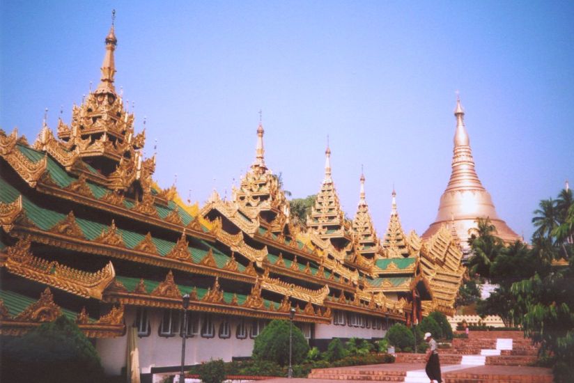 South Entrance to Shwedagon Paya in Yangon ( Rangoon ) in Myanmar ( Burma )