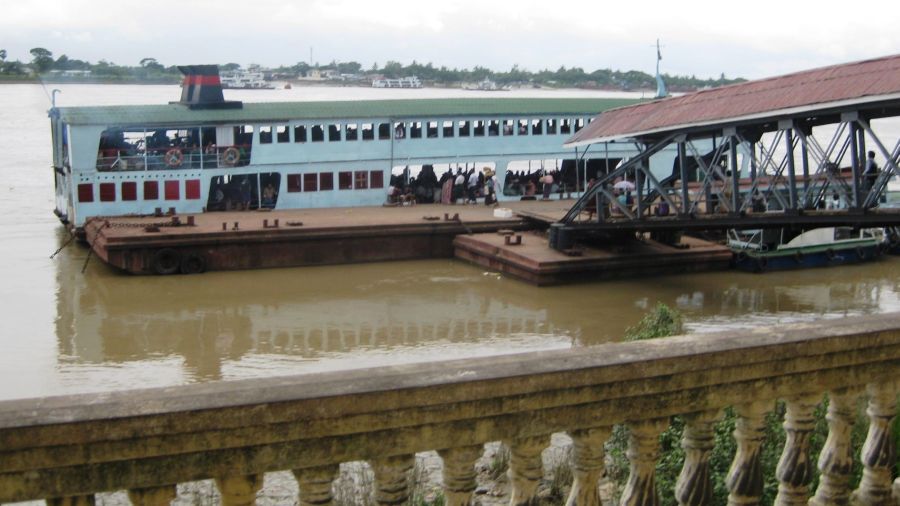 Ferry to Dalah across the Yangon River from Yangon ( Rangoon ) in Myanmar ( Burma )