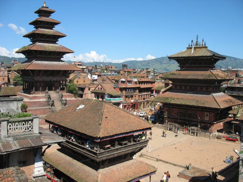 Temples in Bhaktapur in Kathmandu Valley of Nepal