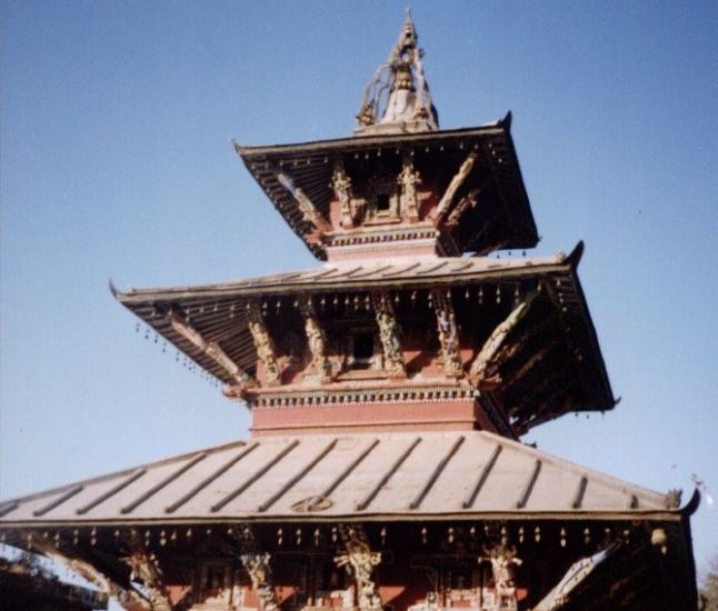 Pagoda style temple in Patan in Nepal