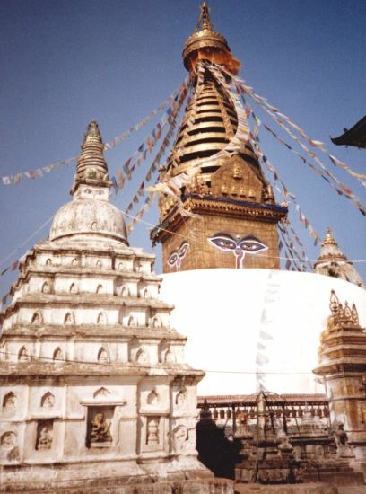 Swayambunath ( the "Monkey Temple" ) in Kathmandu