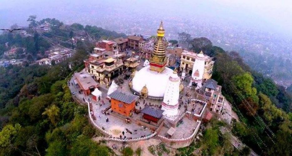 Aerial view of Swayambunath ( the "Monkey Temple " ) in Kathmandu