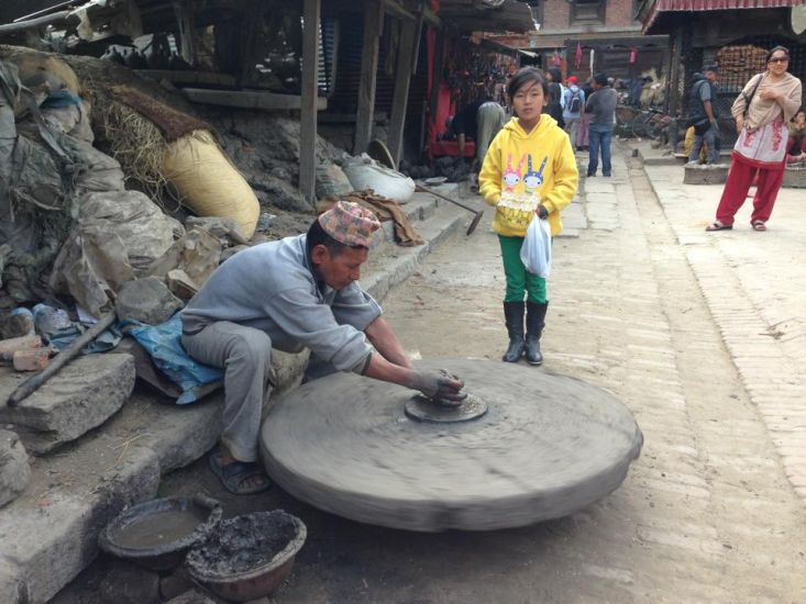 Pottery worker in Bhaktapur in Kathmandu Valley of Nepal