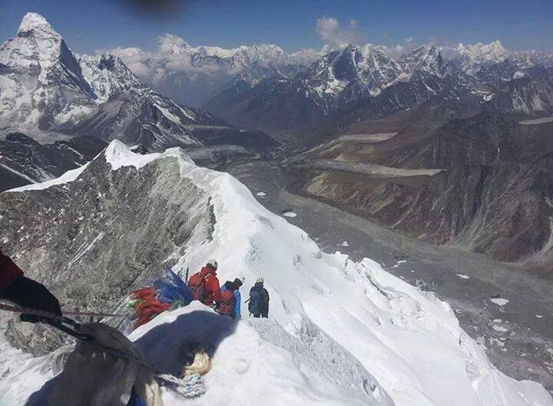 View from Lobuje East Peak in the Khumbu Region of the Nepal Himalaya