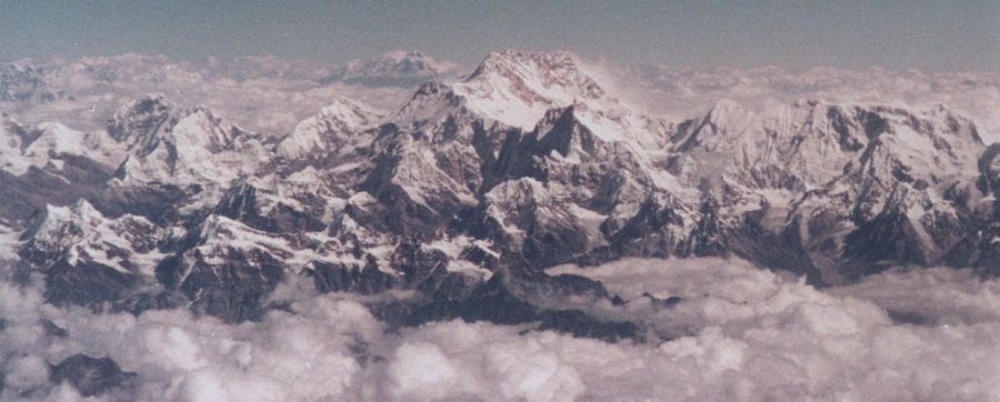 Aerial view of the summits of the Kangchenjunga Himal